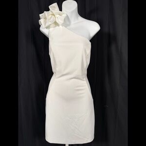 Lulus Unstoppable Stunner White Ruffled One-Shoulder Mini Dress Size XL